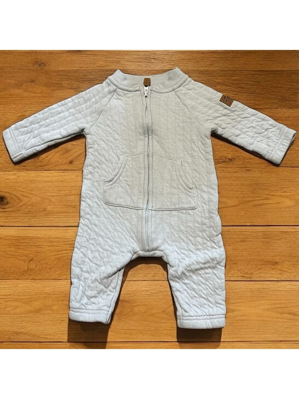 Quilted Baby Blue One Piece Zip Up Footie Thick Material Super Nice! 3 months